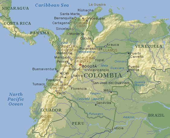 kolumbien Regional Map